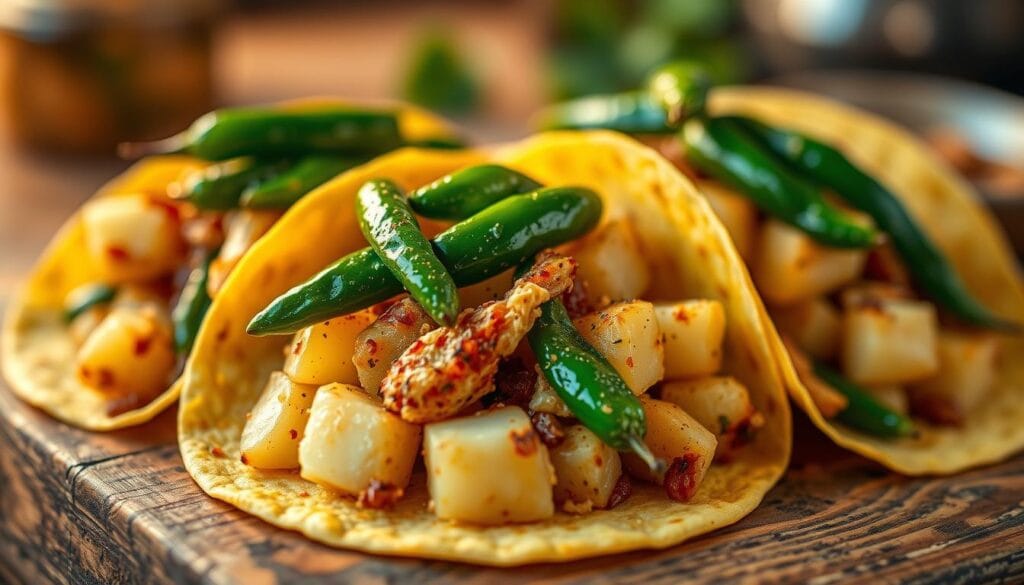 potato tacos with green chilies