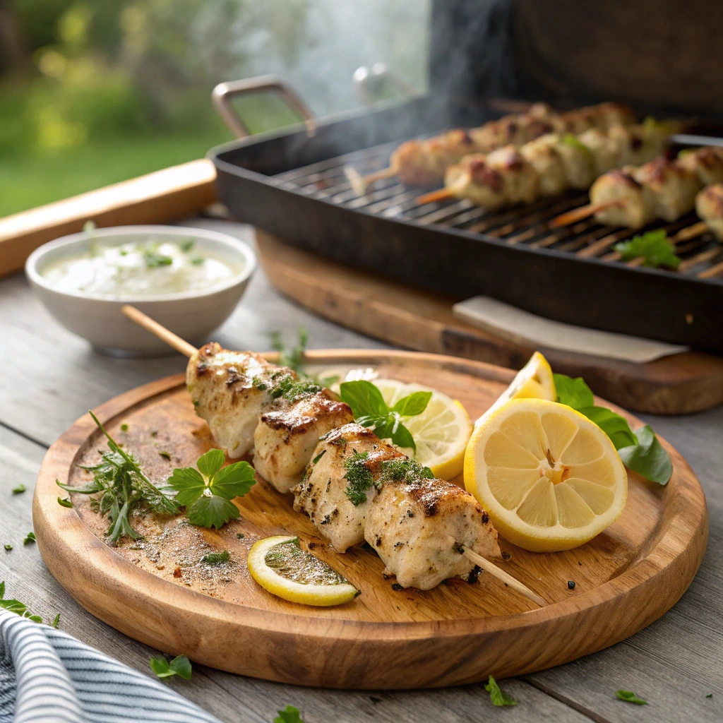 Grilled Ranch Garlic Parmesan Chicken Skewers