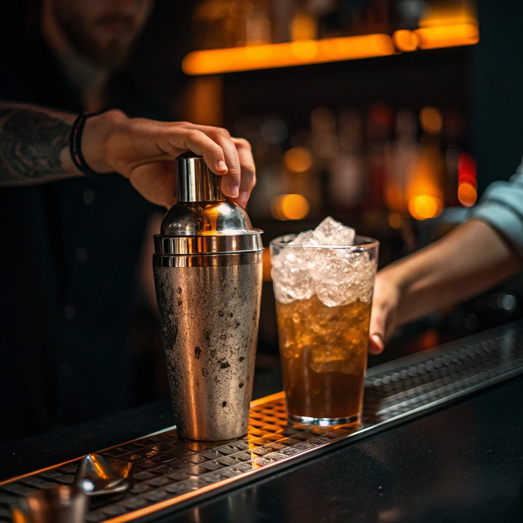 Shaking a Pumpkin Spice Espresso Martini cocktail