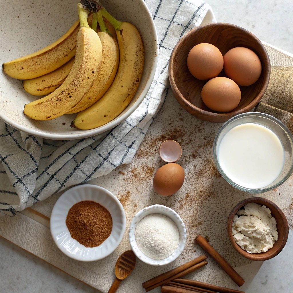 Kodiak Banana Pancakes ingredients laid out on table