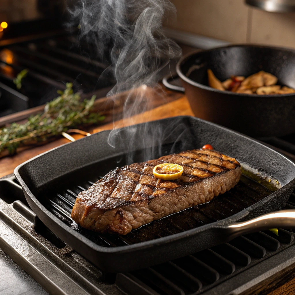 Pioneer Woman London Broil Recipe steak grilling with sear marks