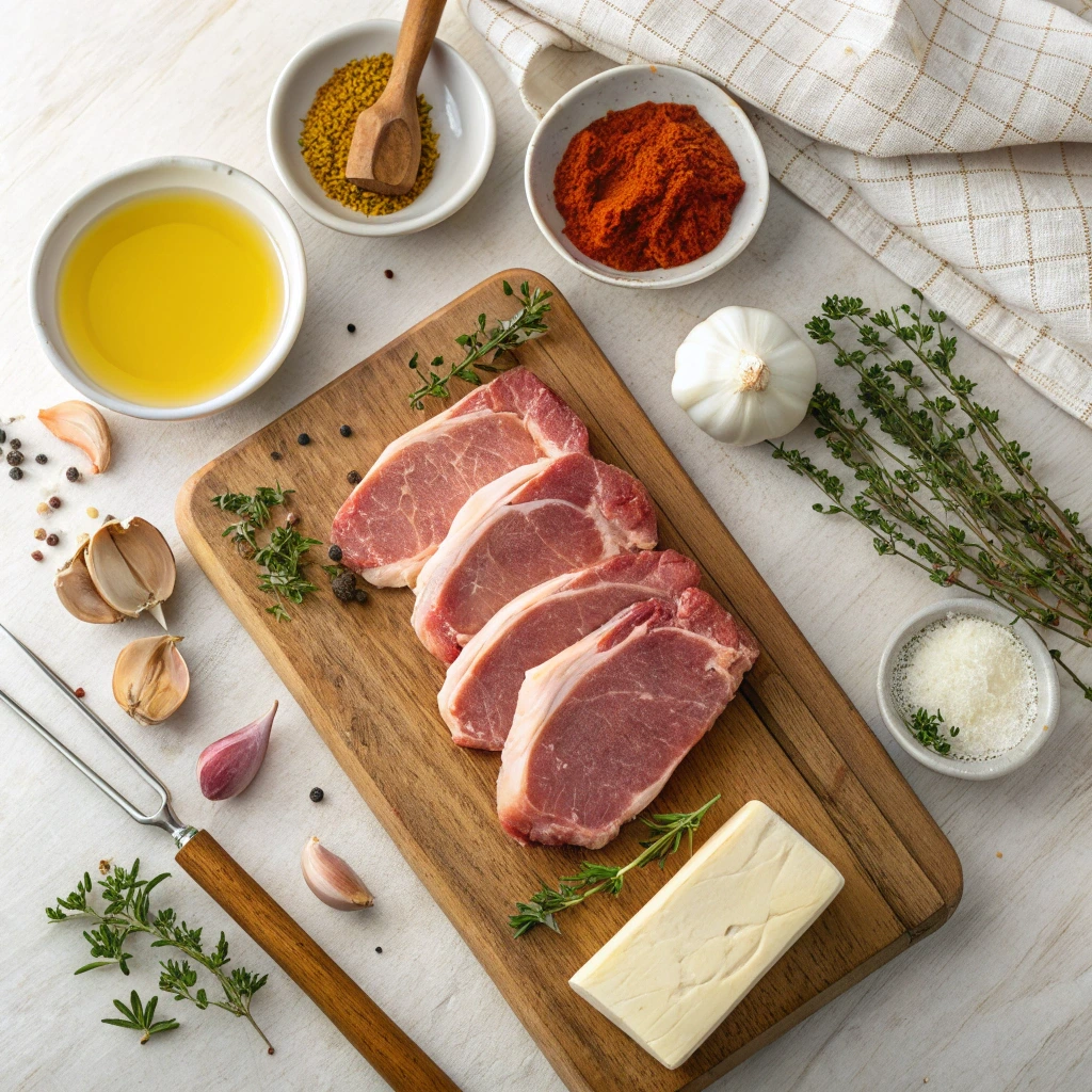 Perry’s Pork Chop Recipe fresh ingredients and seasoning setup