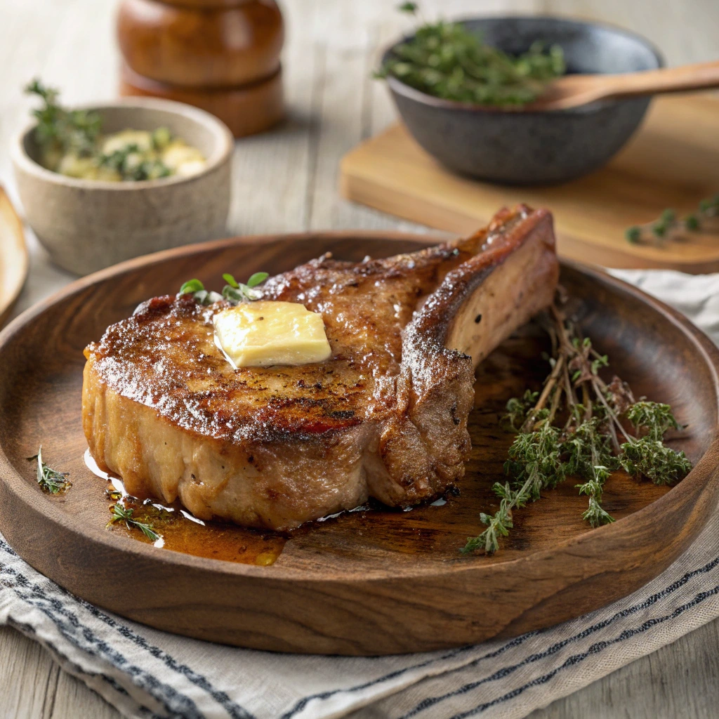Perry’s Pork Chop Recipe perfectly seared thick-cut pork chop